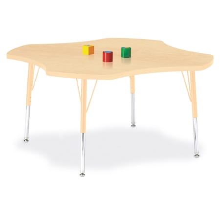 Jonti-Craft Berries Four Leaf Activity Table, E-height, Maple/Maple/Camel 6453JCE251